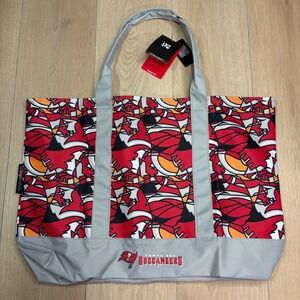 Logo Brands NFL Tampa Bay Buccaneers Fashion Tote Bag Red Grey Large Shoulder